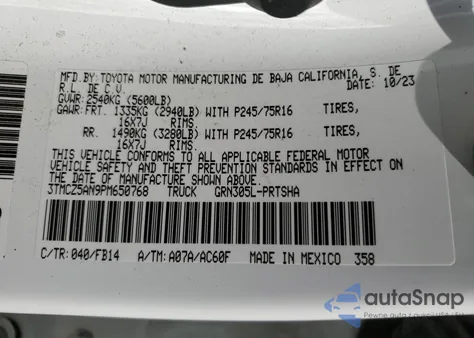 2023 Toyota Tacoma Double Cab from USA, damaged, VIN 3TMCZ5AN9PM650768